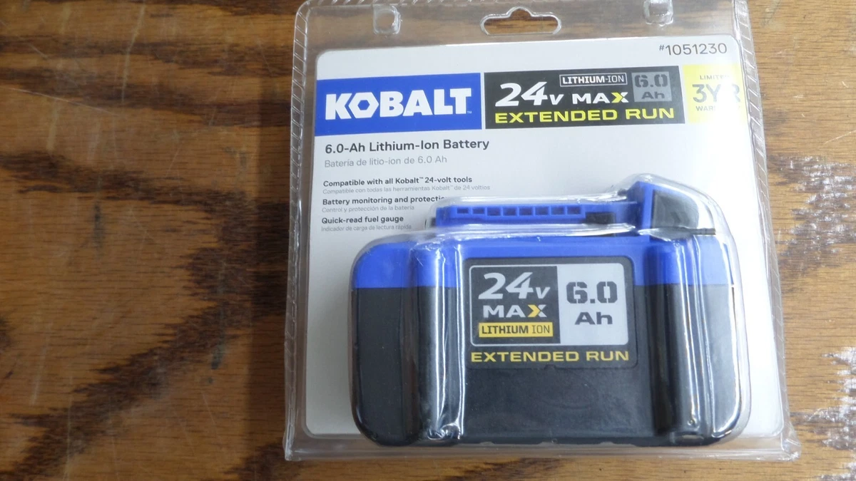 Kobalt 1051230 6 Ah Lithium Ion Battery 24V Max Extended Run NEW