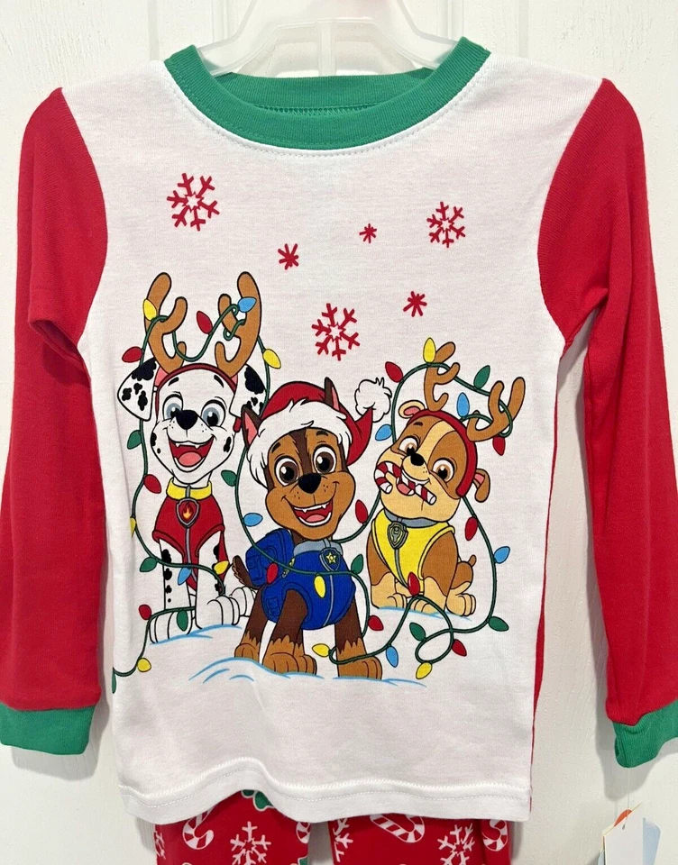 Paw Patrol Boys 2-piece Cotton Snug Fit Christmas Pajama Set NWT - Image 2 of 4