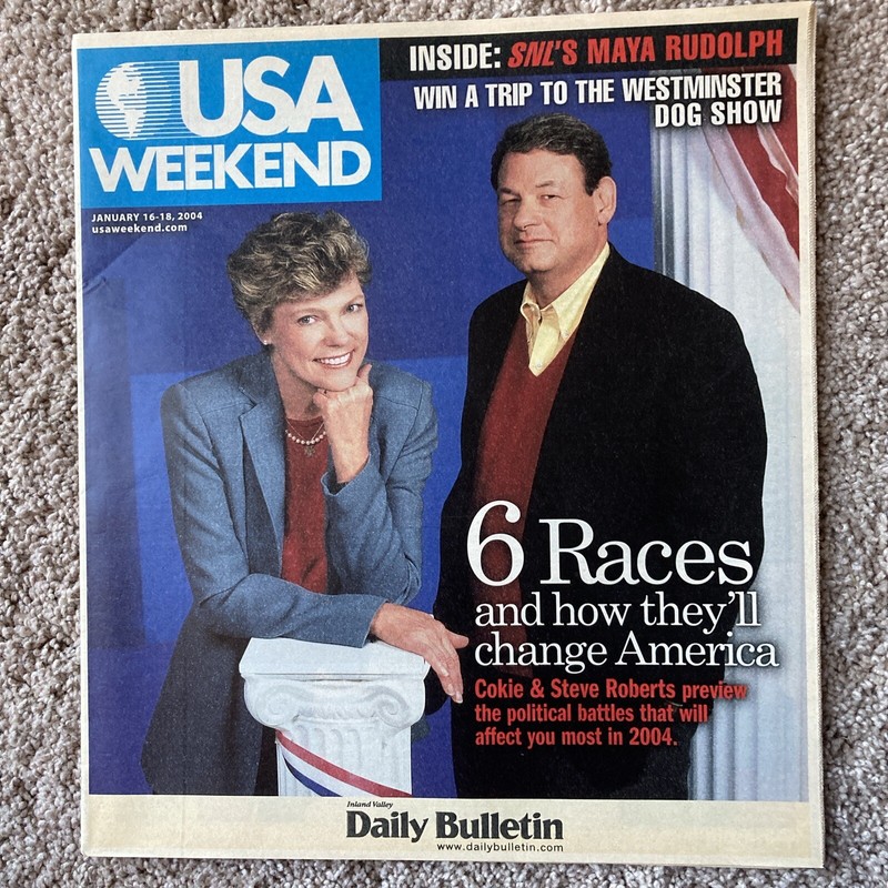 USA Weekend magazine, January 16–18, 2004, cover: Cokie and Steve Roberts