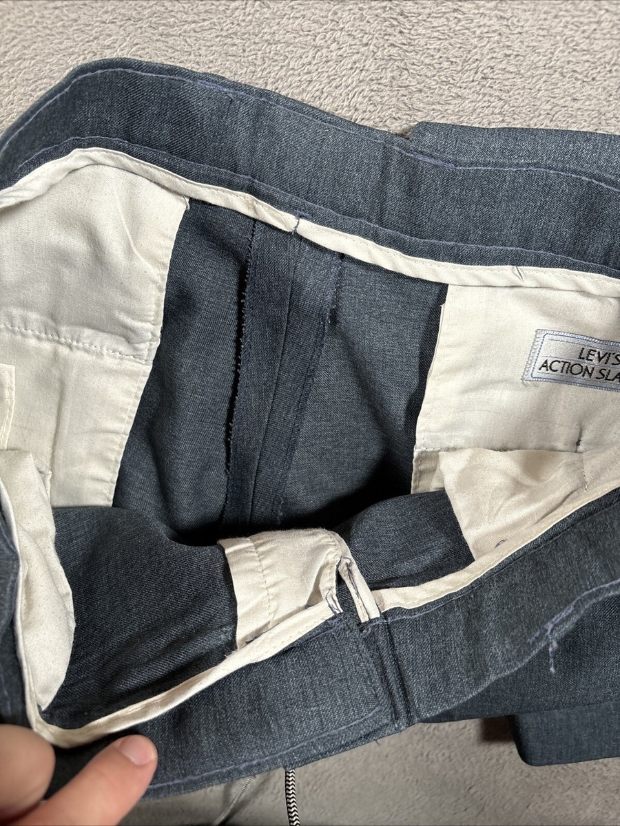 VINTAGE LEVIS Action Slacks Pants Mens 34x29 Blue Polyester