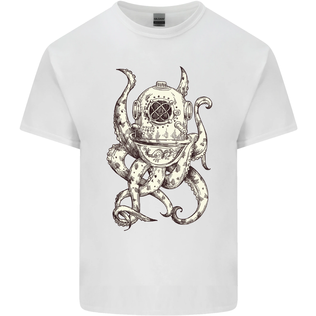 T-shirt Homme Coton Gildan Motif Cthulhu Kraken Octopus - Coupe Loose Fit, Manches Courtes, Neuf