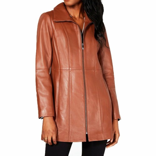 Anne Klein Stand-Collar Leather Jacket