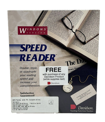 Speed Reader Windows Version IBM Tandy PC 3.5'' Floppy 1991 Vintage by Davidson