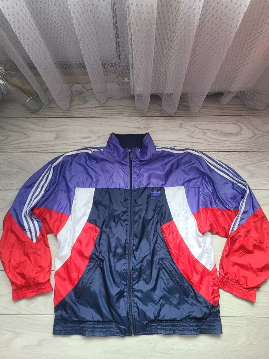 Vintage Adidas Track Top Jacket (D8) Purple Blue Red Nylon Polyamide Shell  Suit