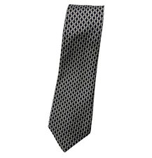 DANIEL CREMIEUX 7fold Men's Silk Tie LUXURY Navy White Geometric W:3.5" EUC
