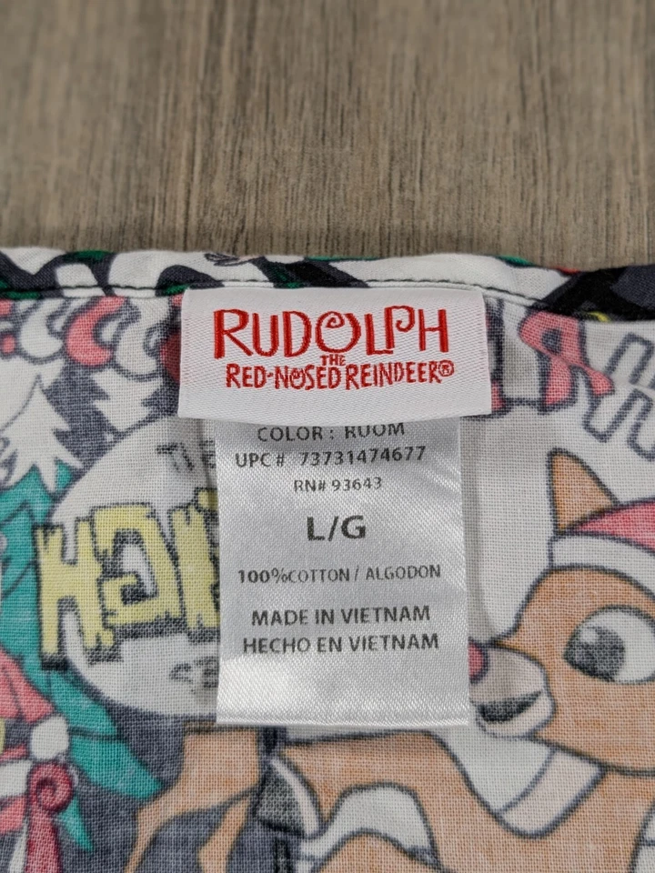 Rudolph Scubs Top Womens Large All Over Print Short Sleeve V Neck Christmas - Image 4 of 4