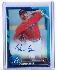 RICARDO SANCHEZ 2016 BOWMAN CHROME BLUE REFRACTOR AUTO ROOKIE RC 12/150 BRAVES