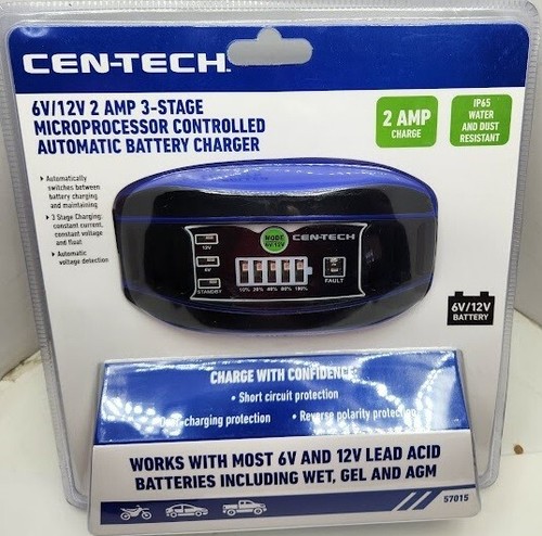 Sca Microprocessor Controlled Battery Charger 6V/12V 2 Amp 3-Stage Microprocessor Controlled Automatic Battery ...
