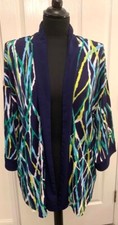 Bob Mackie Long Sleeve Blue Graphic Print Kimono Jacket/overcoat Uk Size S
