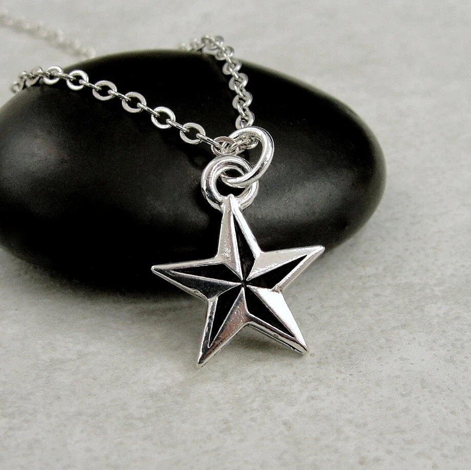 Silver Nautical Star Necklace North Star Necklace Sailor s