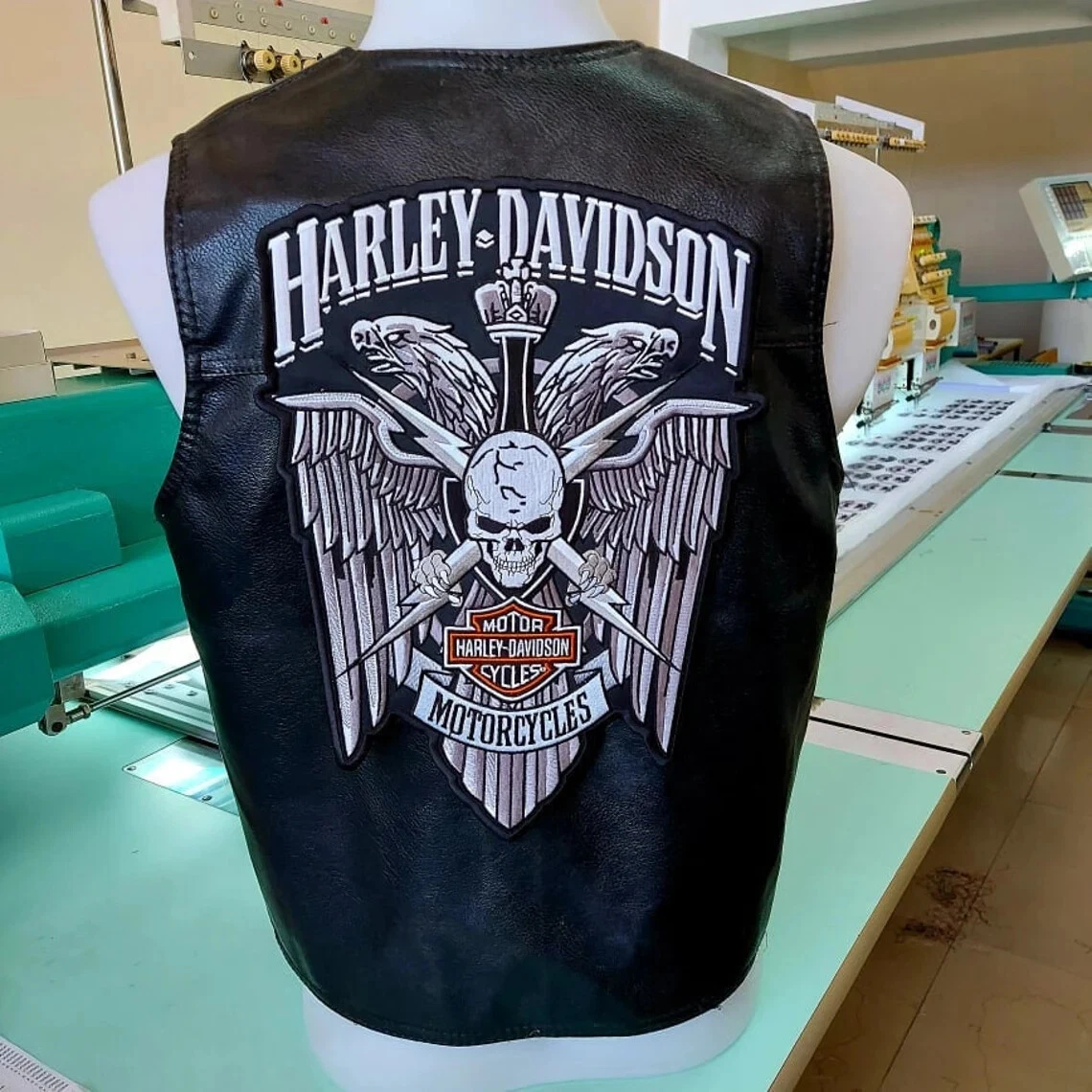 1:6 scale Biker Patch: Harley Davidson Motorcycle Back Patch