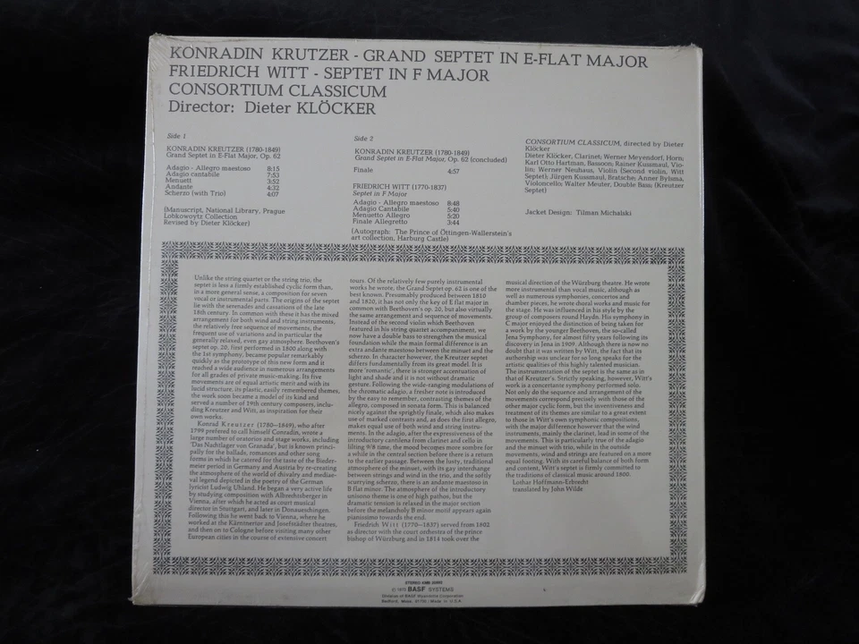 KREUTZER / WITT, Septette Klöcker Consortium [BASF] New Sealed LP FREE SHIPPING - Image 2 of 2
