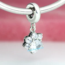 Authentic PANDORA Sparkling Pet Paw Print Dog Cat Charm 792247C01