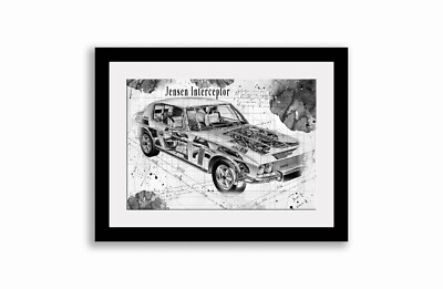 Line Tech Zeichnung Jensen Interceptor Cutaway Kunst Posterdruck