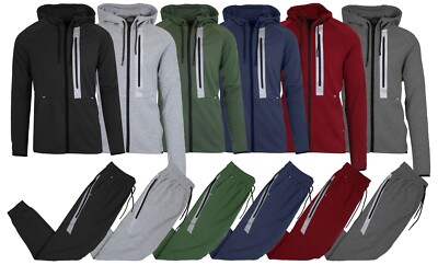 Men's Modern Fit  Full Zip Tech Fleece Hoodie and Jogger 2-Piece Set