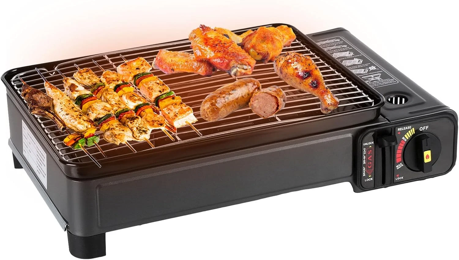 Portable Propane Grill & Butane Stove - Compact Black Outdoor Cooking Solution