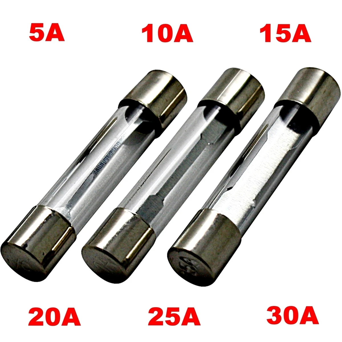 100 Glassicherungen 5x20mm in Box Sicherung 0,2A- 20A Sicherung 0,2A