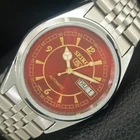 VINTAGE SEIKO 5 AUTOMATIC 6309A REFURBISHED JAPAN MENS RED DIAL WATCH a443353-1