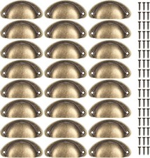 24 Pcs Shell Cup Handles, Semi Circle Drawer Pull Handle, Metal Kitchen Cupboard