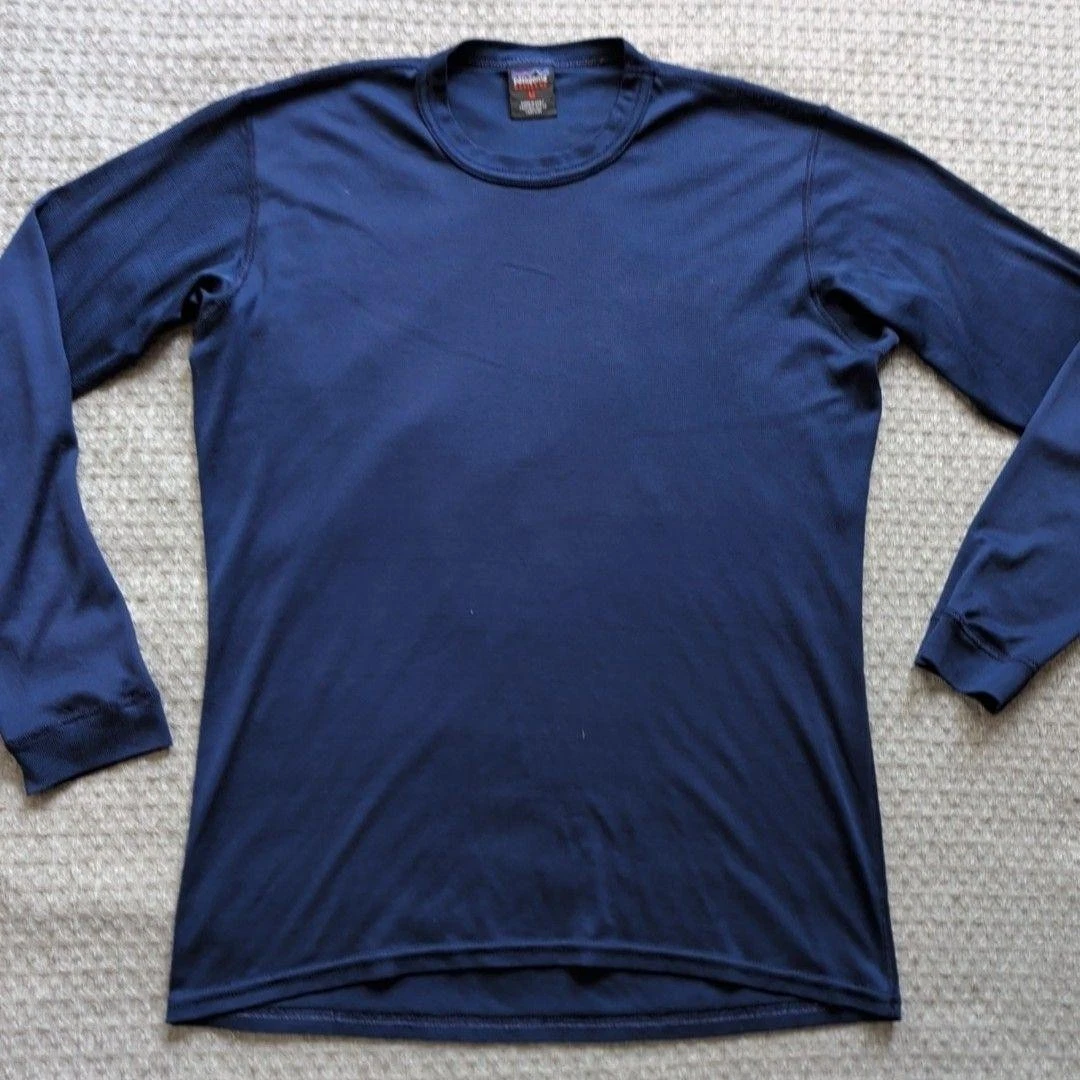 Patagonia Shirt Mens Medium Blue Capilene Long Sleeve Baselayer Made USA Top