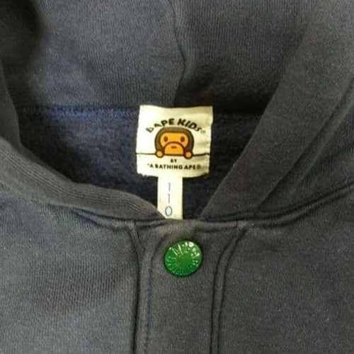 BAPE KIDS A Bathing Ape Button-up Hoodie Navy BABY MILO 110cm 5T Used thumbnail 4