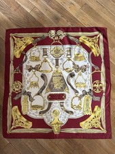 Vintage HERMES,,Etriers    F.De La Perriere Silk Scarf 90/90cm 