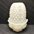 Vintage Fenton Fairy Lamp Milk Glass Hobnail 2 Piece Candle Holder 4.5" READ
