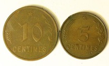 LUXEMBOURG 5, 10 Centimes 1930 - Bronze - Charlotte - 2 Coins. - 1559