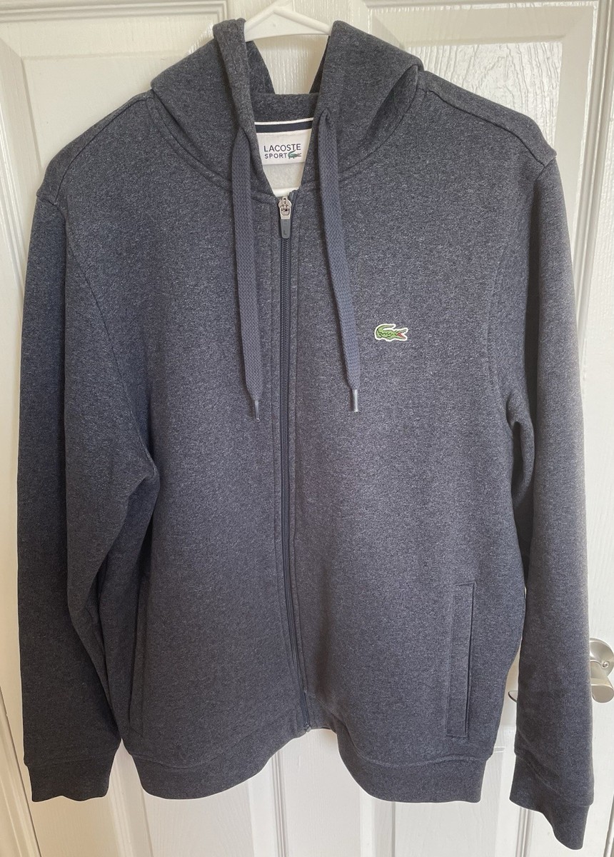 Lacoste 【カジュアルな日常着☆Croc Zip Hoodie 】 Lacoste Sport Navy Blue Croc Logo Casual Full Zip Hoodie