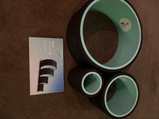 Chirp Plexus Wheel Set 3-Pack Stretch Yoga Roller, Black Aqua, 10”/6”/4”