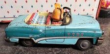 Vintage Buick Japan Tin Friction Car 7" Long Works RARE Has People In Seat