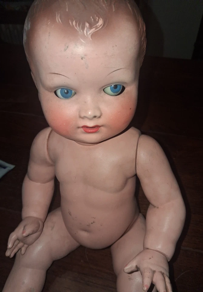 Marcellino Ottolini, Bambola Antica In Celluloide Anni ‘50 Occhi Mobili - Immagine 4 di 4