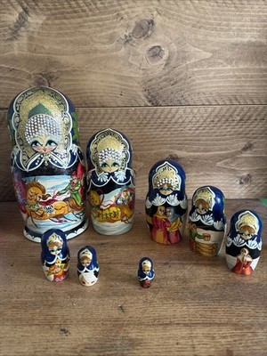 8x Original Original Russische Puppen Matroschka Puppe 27 cm