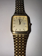 Working Vintage Citizen 6010-S23314 Gold Tone Champagne Quartz Mens Watch