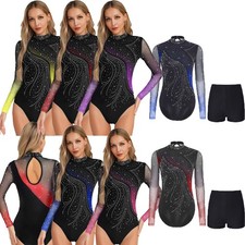 Women Dancewear Dance Class Outfits Leotard Set Gymnastics Long Sleeve Latin