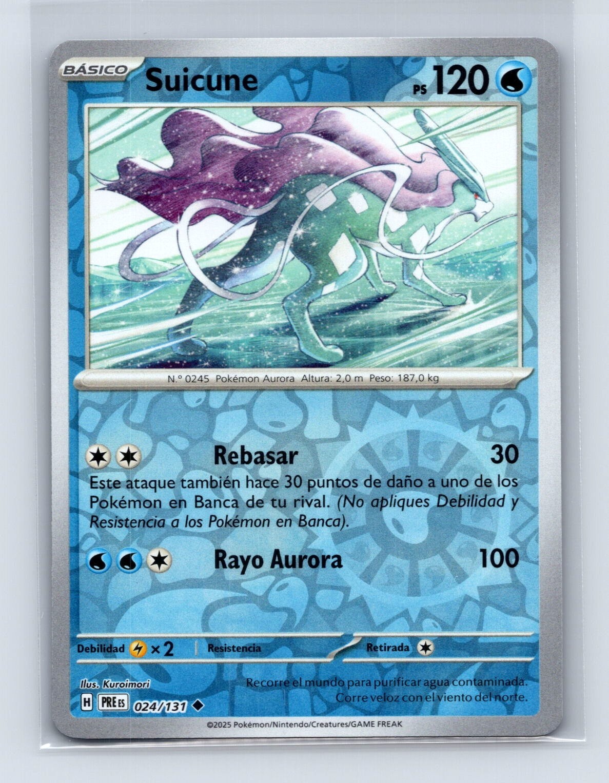 ~ESP~ SPANISH Suicune 24 Reverse Holo Prismatic Evolutions Pokemon Card (G5) 67