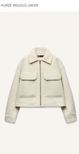 Kurze Bouclejacke cremefarben von ZARA UNGETRAGEN