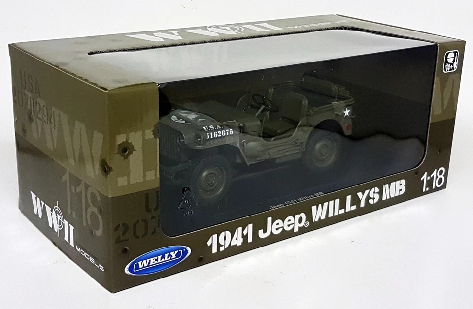 Welly 1/18 Scale Diecast 18055W - 1941 Jeep Willys MB Open top US Army - Image 4 of 4