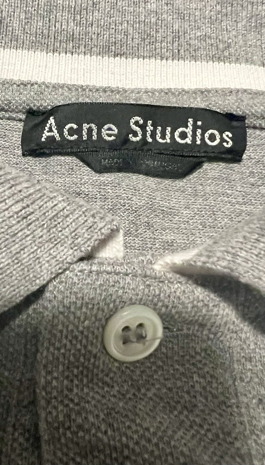 🙂 Acne Studios Grey Falco Face Polo Shirt Unisex. Medium. Preowned image 5