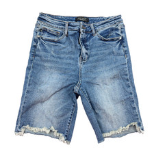 Judy Blue Shorts Women Large Bermuda Cut Off Jorts 30" Waist Med Wash Denim