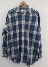 Levi s Vintage Denim Shirt Mens Extra Large Blue Plaid 90s Metal Button