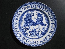 ABC child's plate 19th Punch and Judy antique Allertons frog farmhouse rare