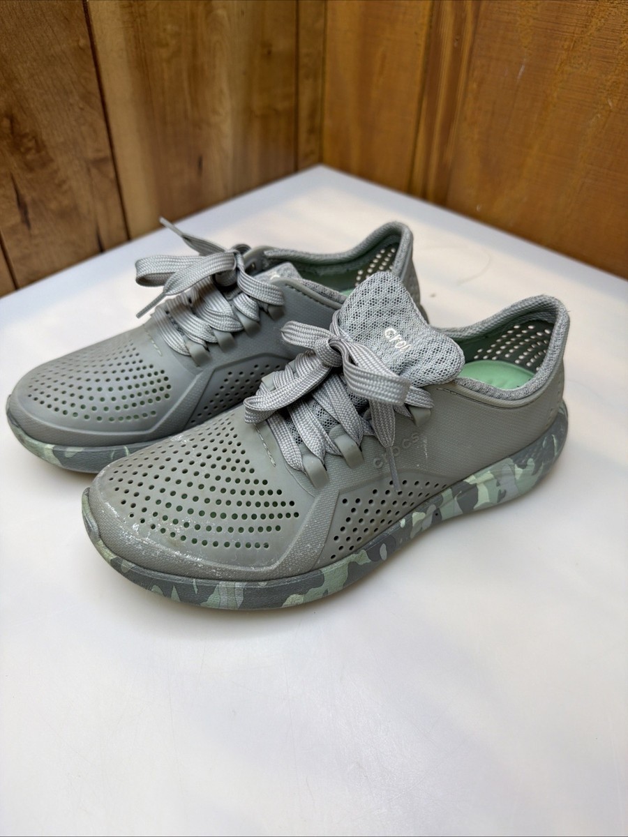 Crocs Literide Pacer Sneaker Shoes Women's Size Grey Camo