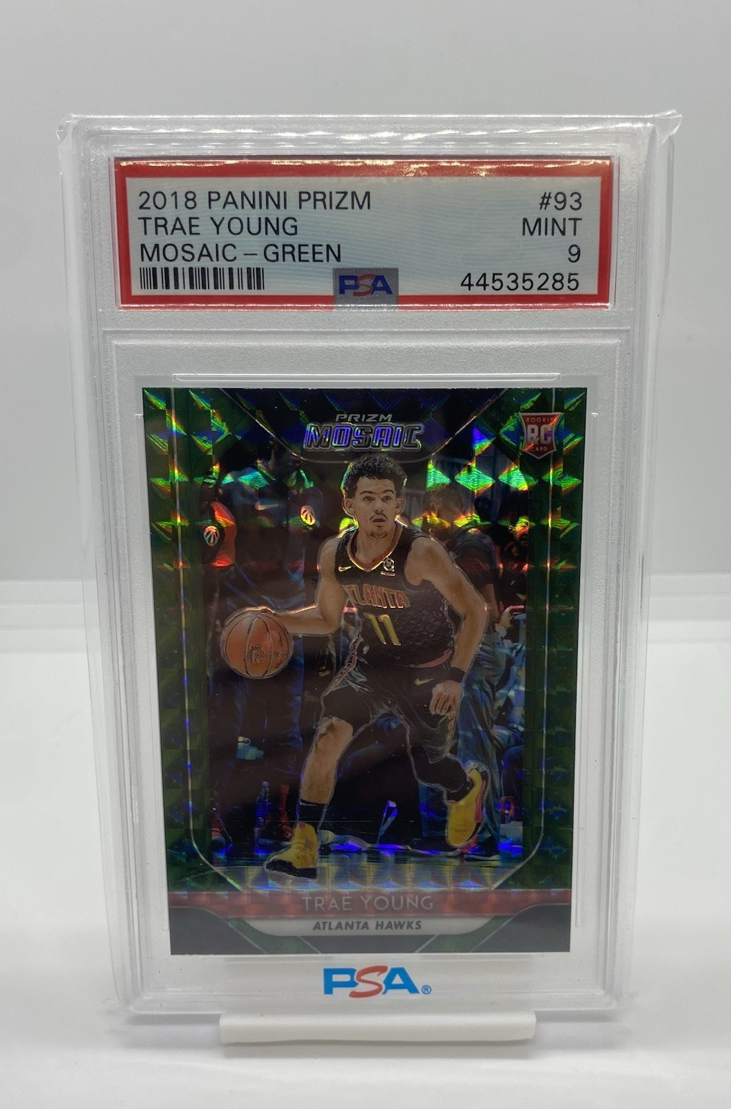 Panini 2018-19 Prizm Mosaic Trae Young Rookie #93 Green Mosaic PSA 9