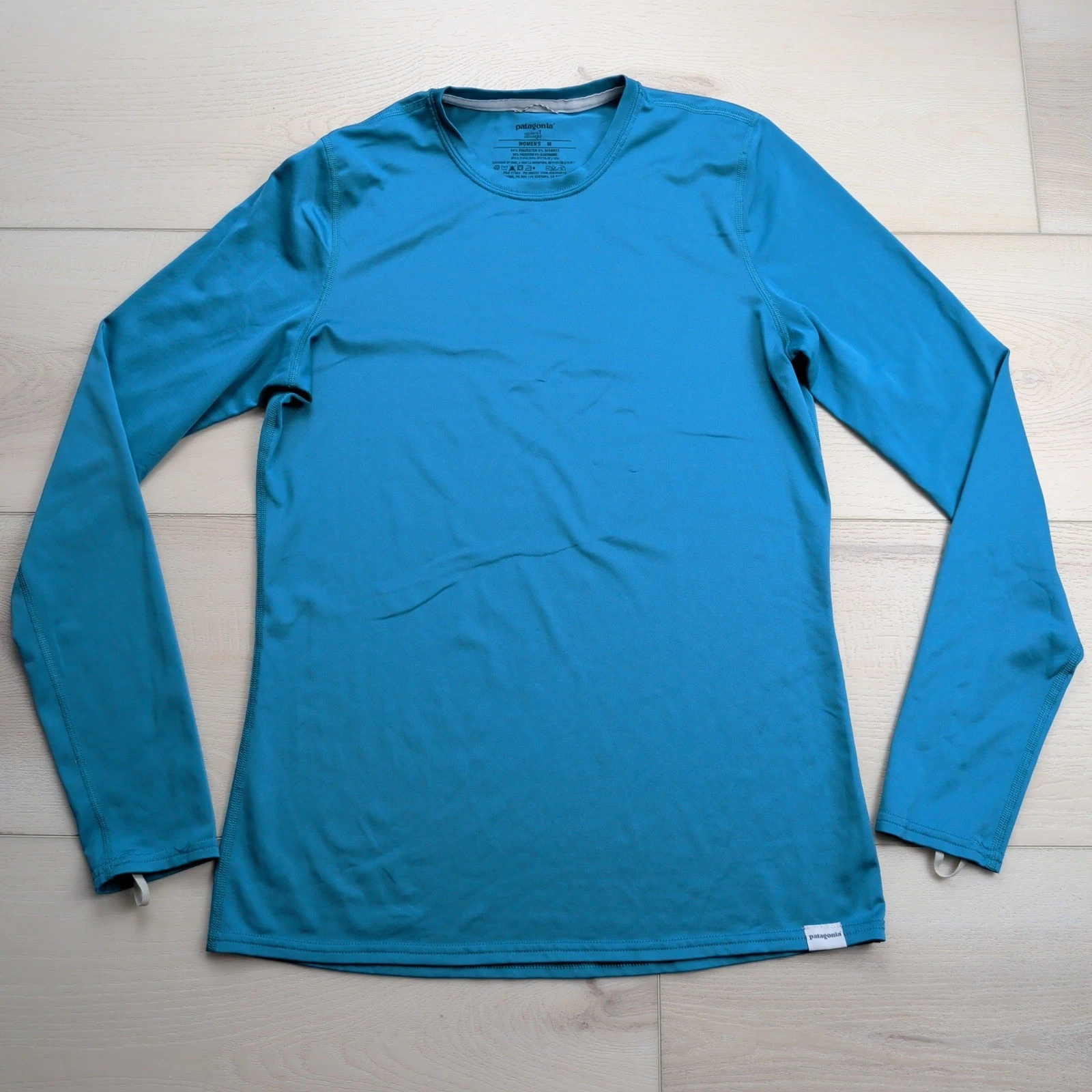 Patagonia Capilene 1 Silkweight Long Sleeve Base Layer Womens Medium Teal Blue