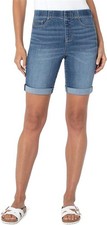 NWT Liverpool 0 25 Chloe Pull On Jean Cuff Denim Shorts Bixby Blue 132005