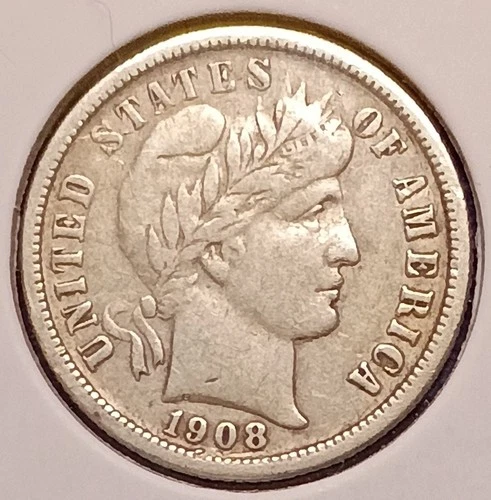 1908-O BARBER DIME -- sharp Very Fine (VF)