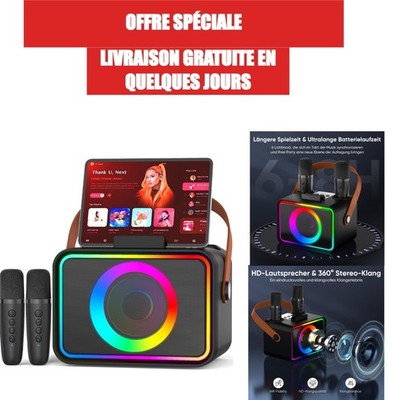 Wowstar Karaoke Anlage mit 2 Mikrofonen - Tragbare Bluetooth Box