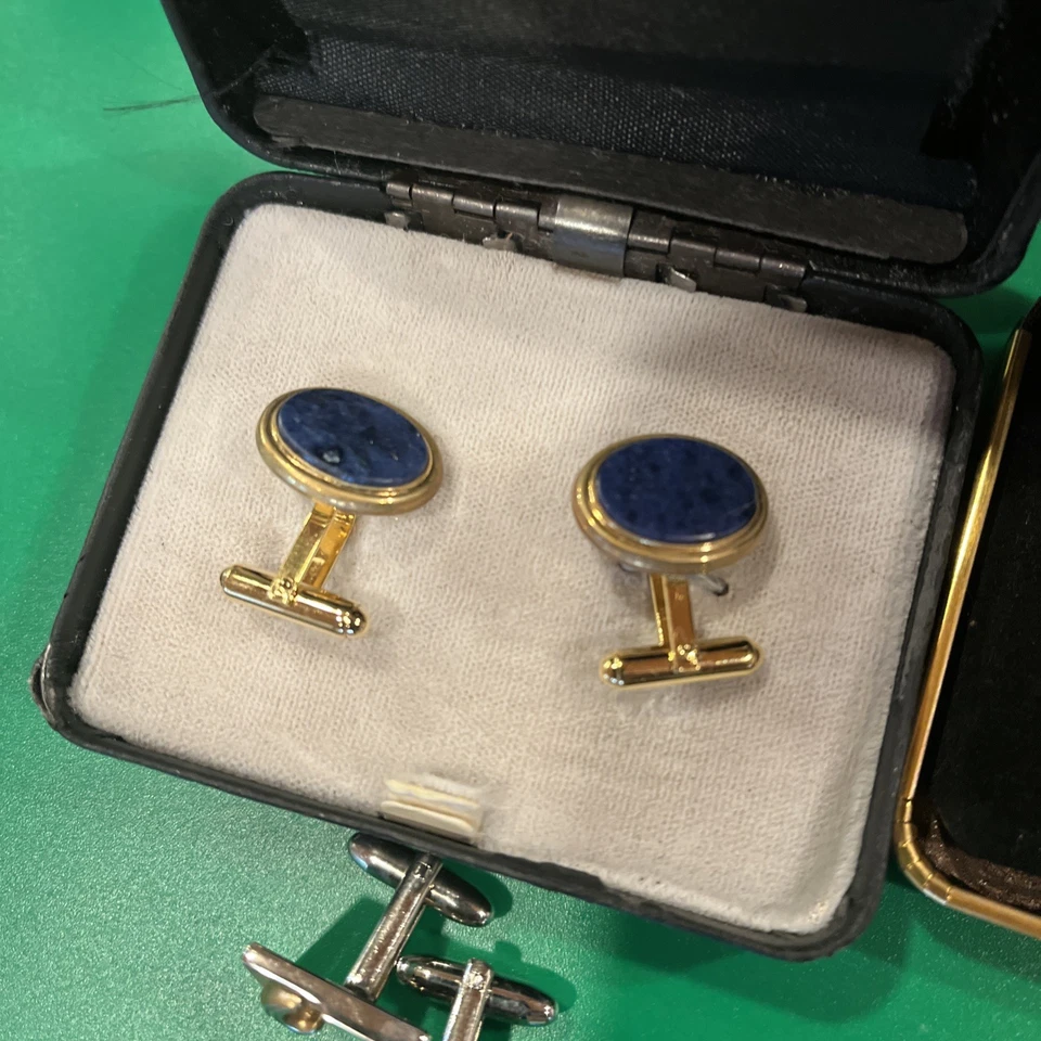 Lote de 4 Gemelos Vintage ~ 3 Tono Plata 1 Tono Dorado Foto 2 de 3