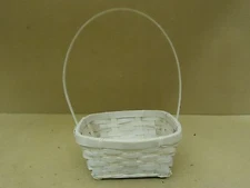 Designer Basket 11in H x 7in W x 7in D White Handle Wood Wicker